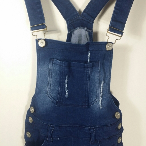 Overall stretchy dark Jean shorts size M - Picture 2 of 7